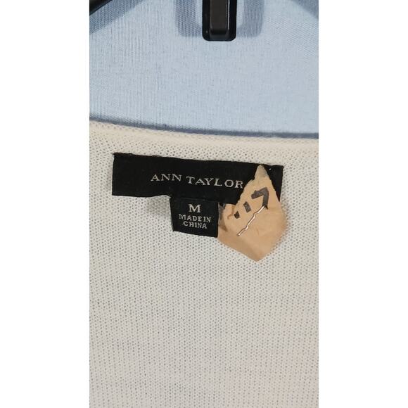 Ann Taylor Medium White Gray Black Color Block Long Sleeve Tunic Wool Blend - Picture 2 of 7